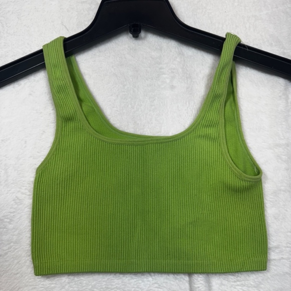 Forever 21 Crop Top Size S/M Lime Green Tank Ribbed Y2K 80s Goth Festival